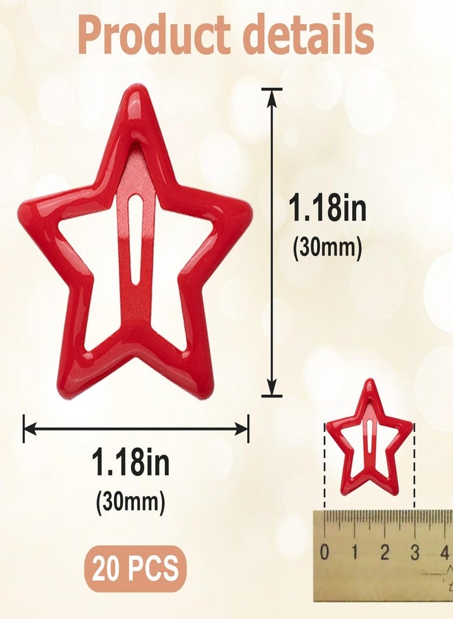 Mxxipp 20pcs Star Hair Clips for Women, Non-Slip Metal Star Snap Barrettes, Y2K Hairstyle Accessories for Women Thick Thin Fine Straight Curly Long Short Hair- Red - Image 2